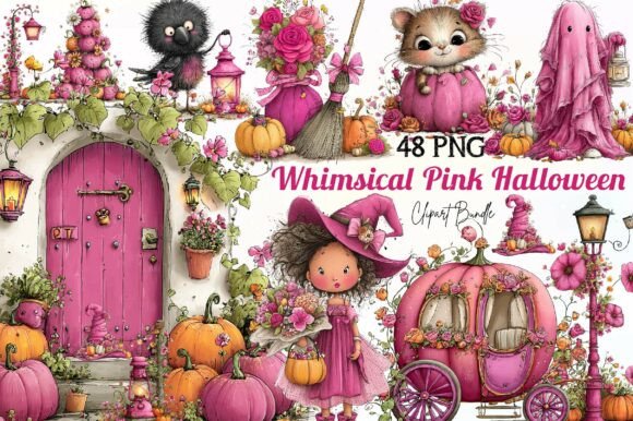 Download Whimsical Pink Halloween Clipart - Art Collection