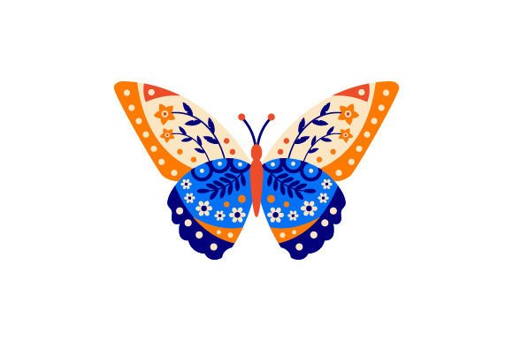 Download Spring Butterfly, Folk Art Style - Art Collection