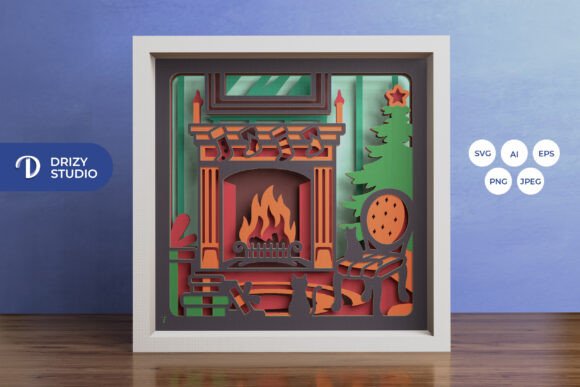 Download Winter Living Room with Fireplace 3D - Place Collection