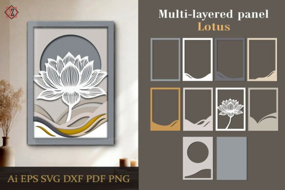 Download Layered Panel "Lotus" – 3D Paper Cut Art - Art Collection