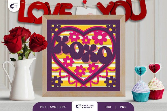Download Groovy XOXO Heart Shape 3D Paper Cut - Art Collection