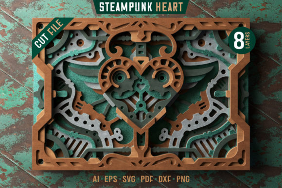 Download Steampunk Heart 3D Layered SVG Cut File - Art Collection