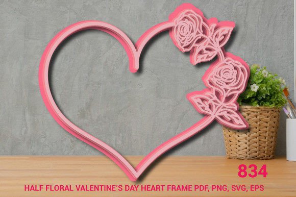 Download Valentine's Day Half Floral Heart Frame - Art Collection