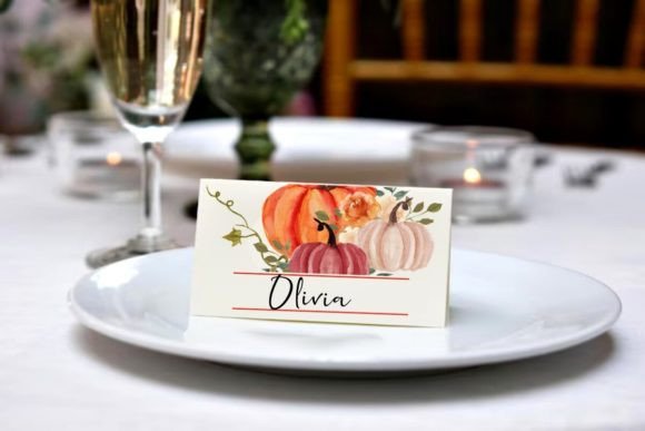 Download Watercolor Pumpkins Place Cards - Place Collection