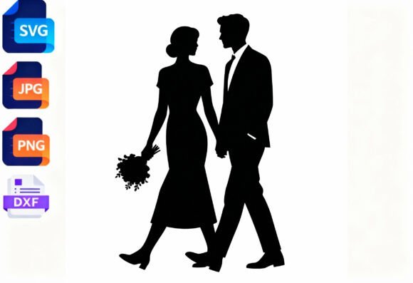 Download Bride and Groom Silhouette SVG Wedding - Silhouette Collection