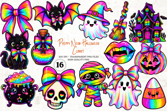 Download Preppy Neon Halloween Clipart - Art Collection