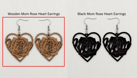 Download Mom Rose Heart Laser Cut Earring Design - Art Collection