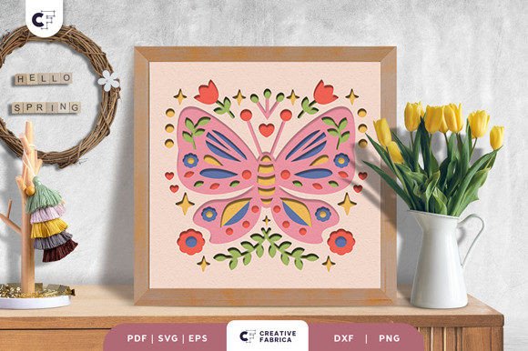 Download Butterfly Folk Art 3D Shadow Box SVG - Art Collection