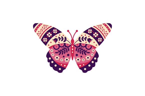 Download Spring Butterfly, Folk Art Style - Art Collection