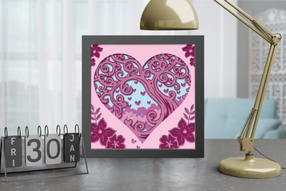 Download Heart Tree Shadow Box SVG Template - Art Collection