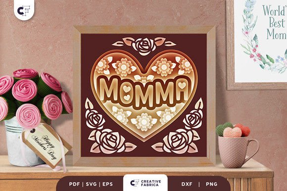 Download Momma in a Heart Shape 3D Shadow Box - Art Collection