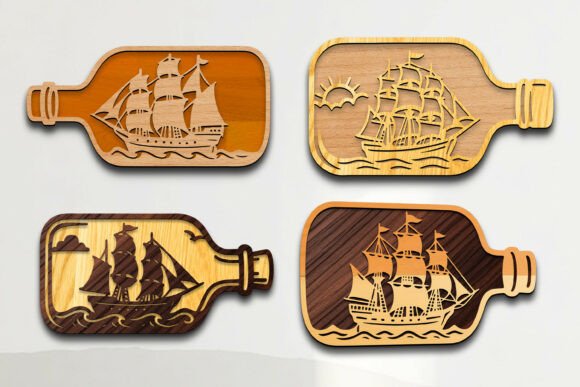 Download Laser Cut Bottle Ship Wall Art SVG - Art Collection