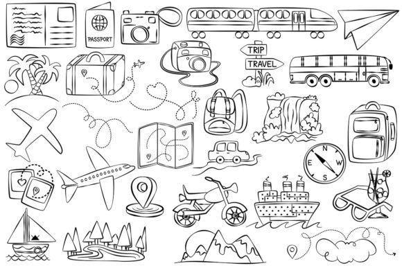 Download Vectors Hand Drawn Travel Objects Place - Place Collection