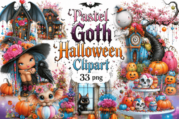 Download Pastel Goth Halloween Clipart Set - Art Collection