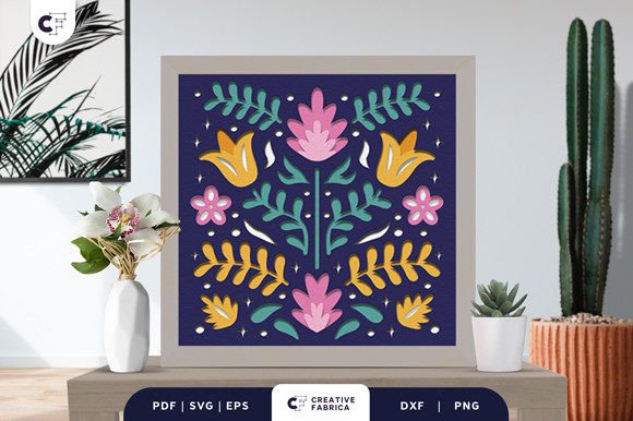 Download Spring Folk Art 3D Shadow Box SVG - Art Collection