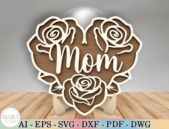 Download Mom Heart Rose Laser Cut File SVG - Art Collection