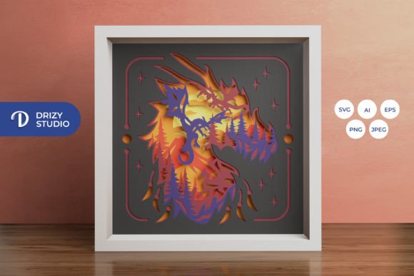 Download Dragon Silhouette 3D Shadow Box - Silhouette Collection