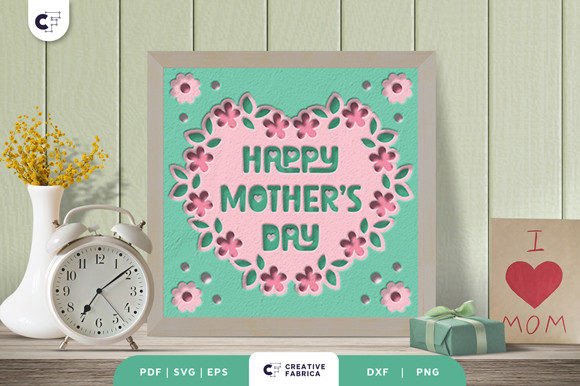Download Mother’s Flower Heart Shape 3D Paper Cut - Art Collection