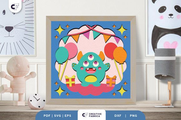 Download Monster Birthday Party 3D Paper Cut SVG - Art Collection