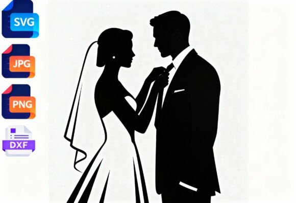 Download Bride and Groom Silhouette SVG Wedding - Silhouette Collection