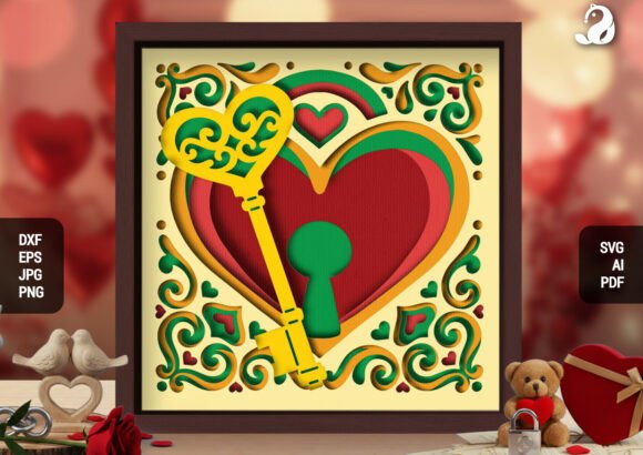 Download Key to My Heart 3D Layered Shadowbox - Art Collection