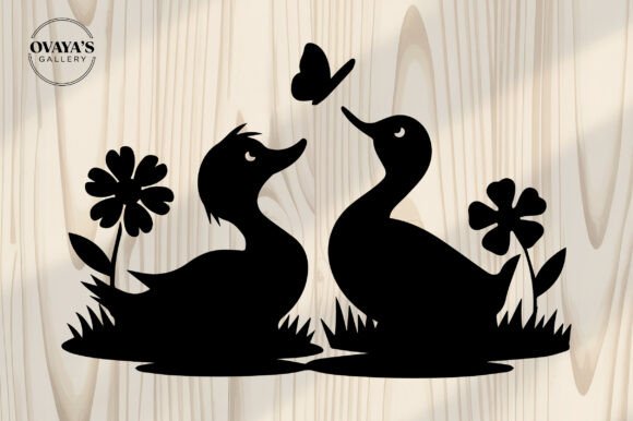 Download Duck Silhouette SVG, Cute Duck Couple - Silhouette Collection